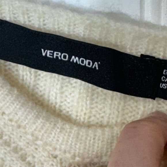 Vero Moda cream knit sweater tank top M chevron Y2K retro preppy chic - Picture 6 of 9